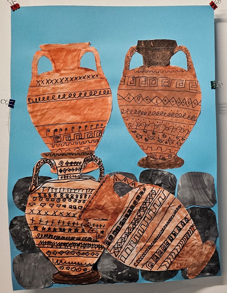 Collage antiker Vasen aus Papier