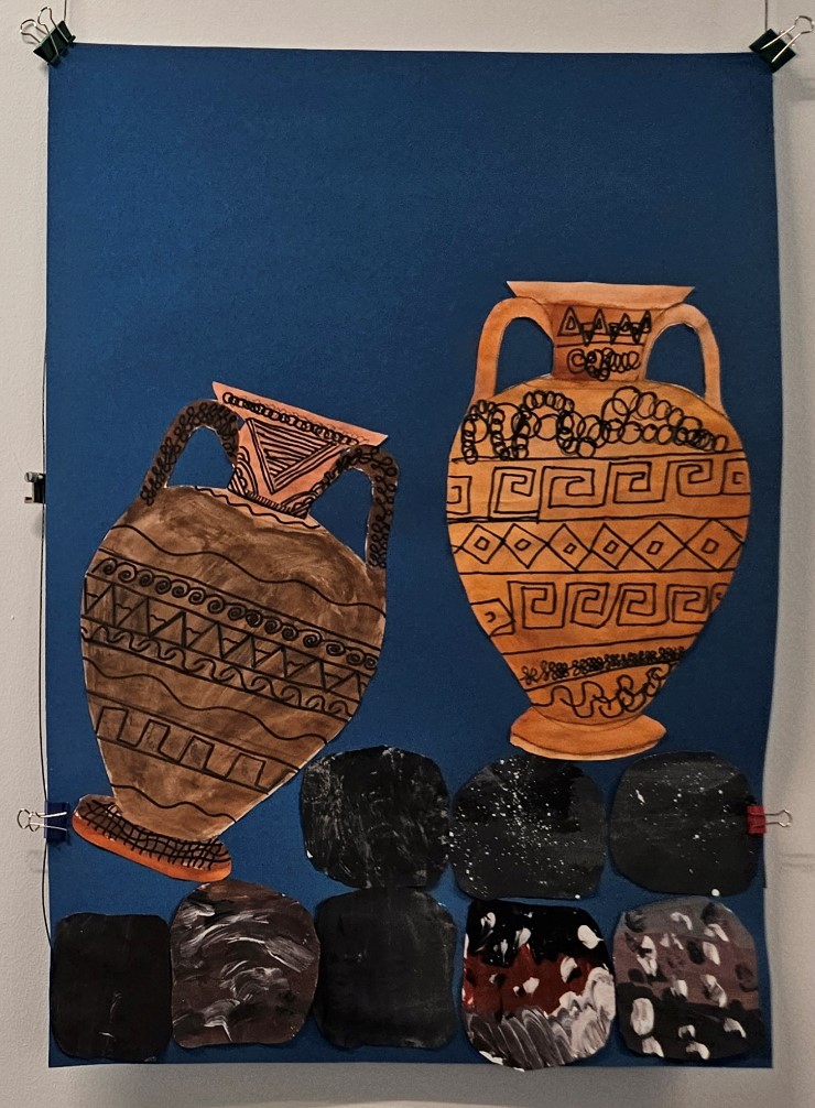 Collage antiker Vasen aus Papier