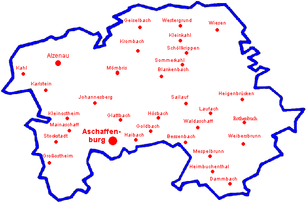 Karte Landkreis Aschaffenburg