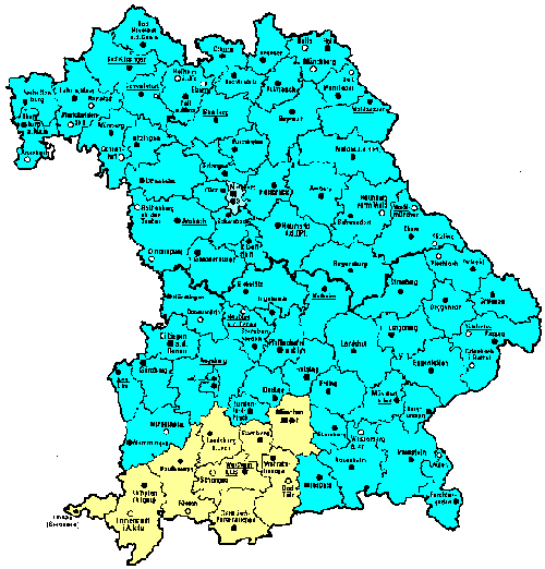 Landkarte mit den erweiterten Amtsbezirk für die Erbschaft- und Schenkungsteuer