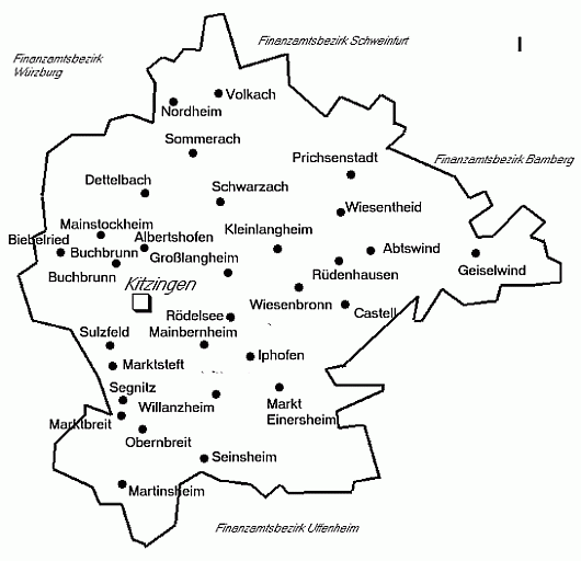 Karte des Landkreises Kitzingen