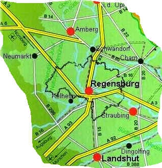 Karte des Landkreises Regensburg