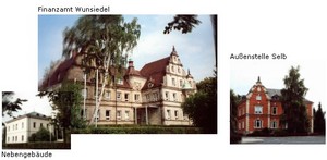 Collage mit Fotos von den Dienstgebäuden in Wunsiedel und Selb