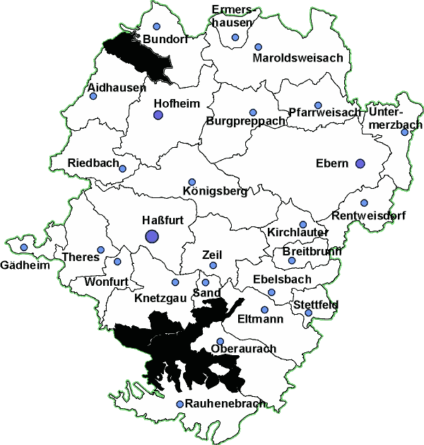 Karte des Landkreises Haßberge