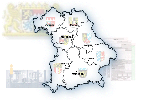 Landkarte der bayerischen Regierungsbezirke